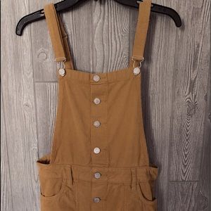 PacSun Yellow Corduroy Overall Button-Down Dress